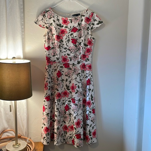 Preston & York Ivory Raspberry Floral Stretch Crepe Social dress size 6 - Picture 1 of 9